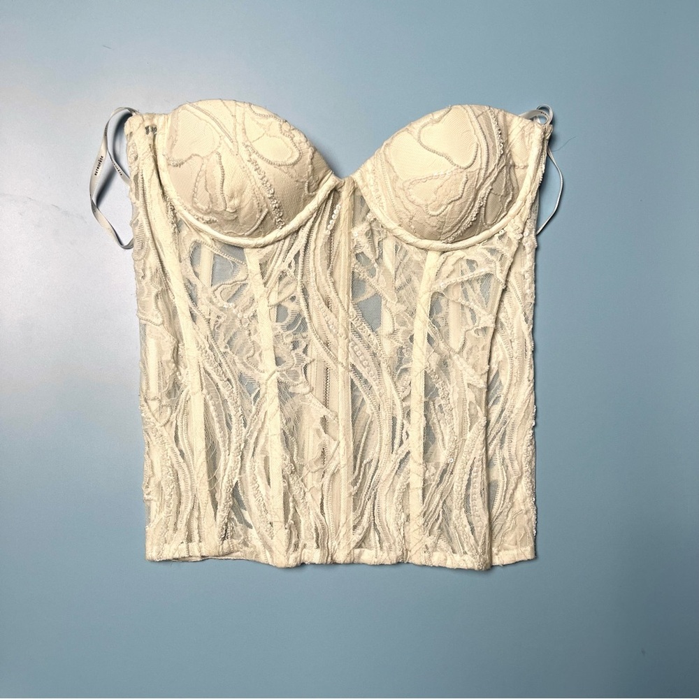 Retrofete Selene Beaded Corset Top in‎ White - Picture 2 of 9